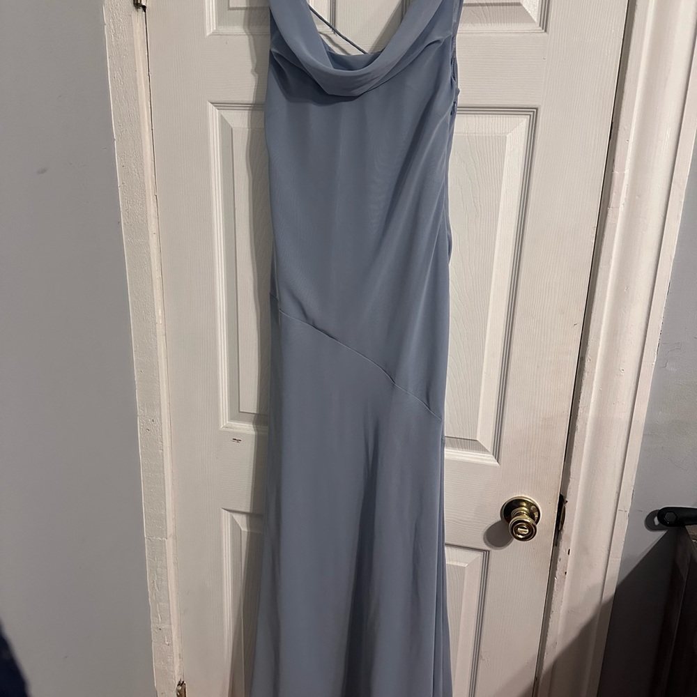 Azazie Light Blue Cowl Neck Maxi Dress